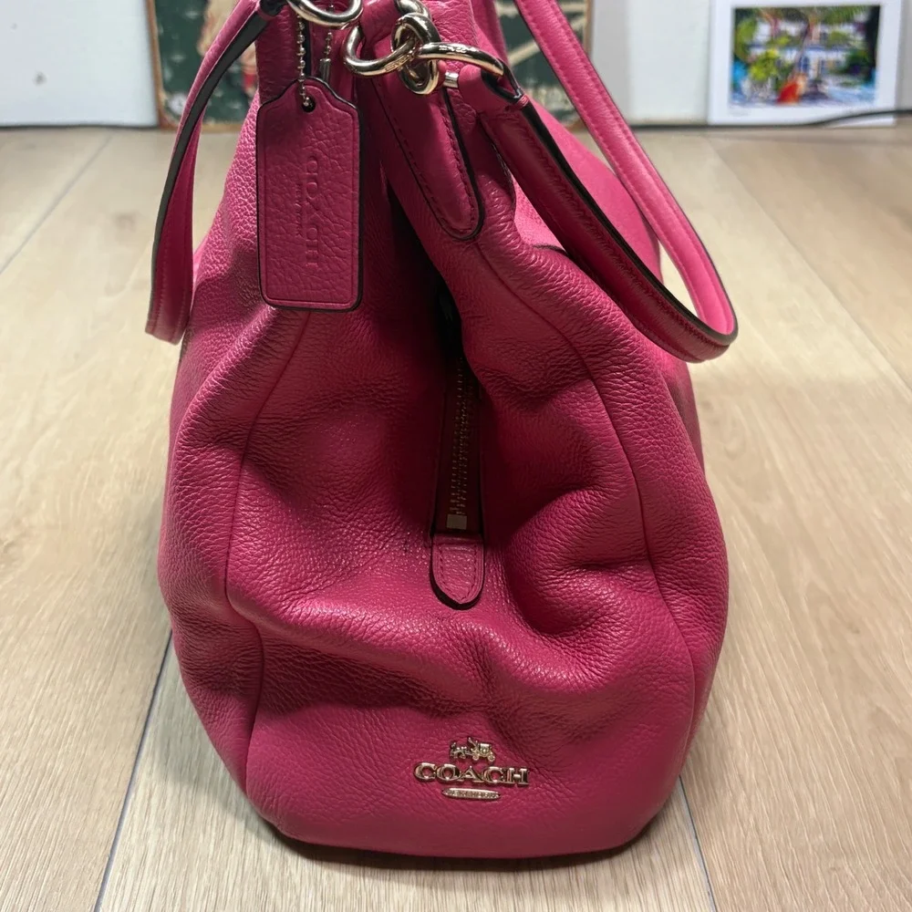 Coach Phoebe Madison Dahlia Pink Pebbled Leather Shoulder Bag Hobo F28997